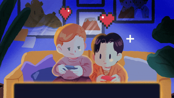 Two friends playing video games and enjoying the art of unwinding